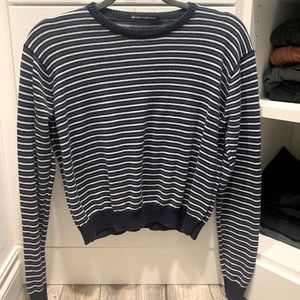 blue and white striped sweater